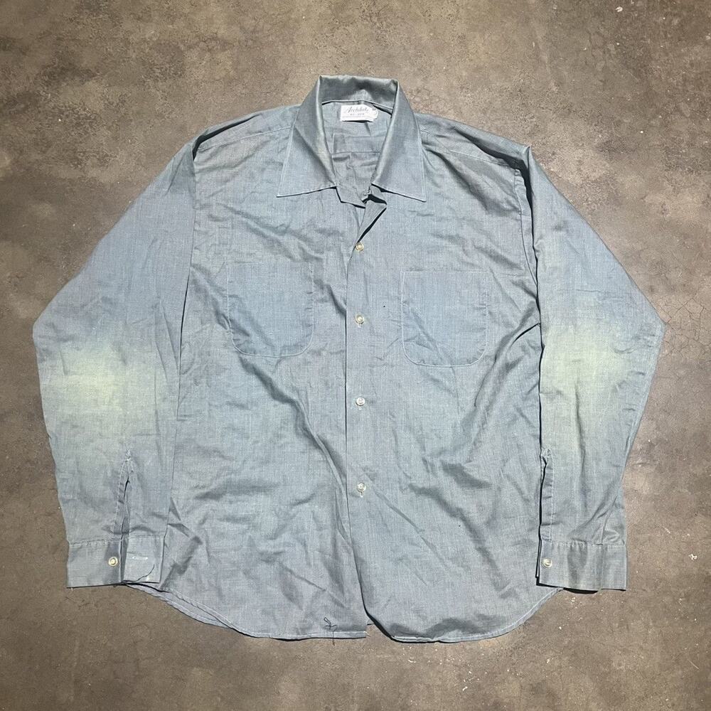 Vintage 60s Archdale Green Iridescent Loop Collar Shirt